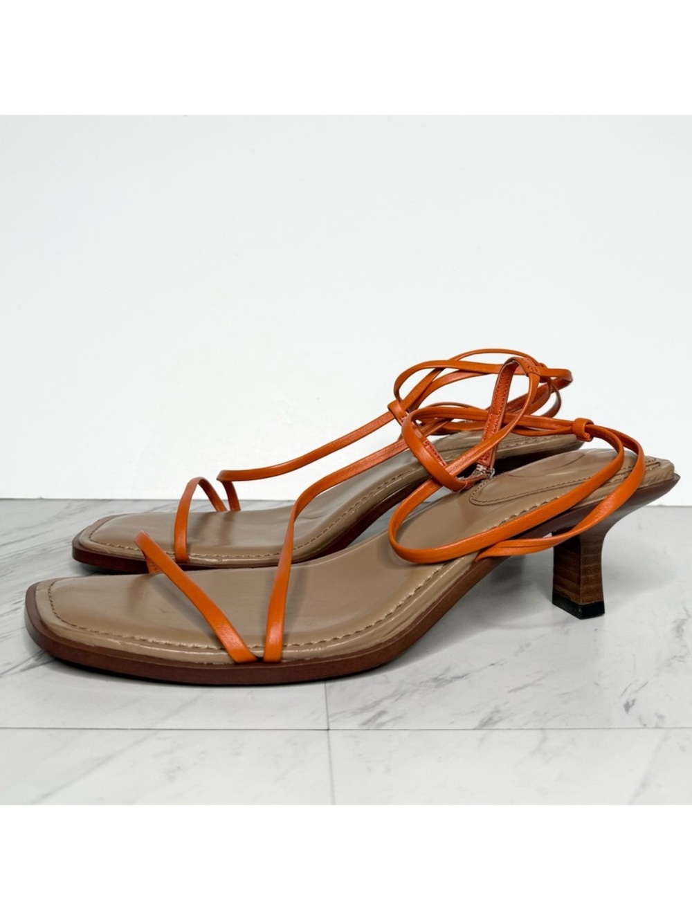 Sam Edelman Dominique Orange Brown Leather Heeled Sandal 11M